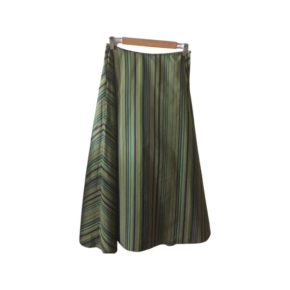 Per Una Green Stripe Bias Cut Circle Skirt Size 8